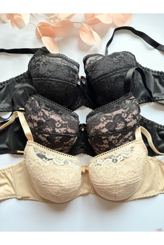 Кружевной бюстгальтер на тонком поролоне Lanny Mode 11730 черный